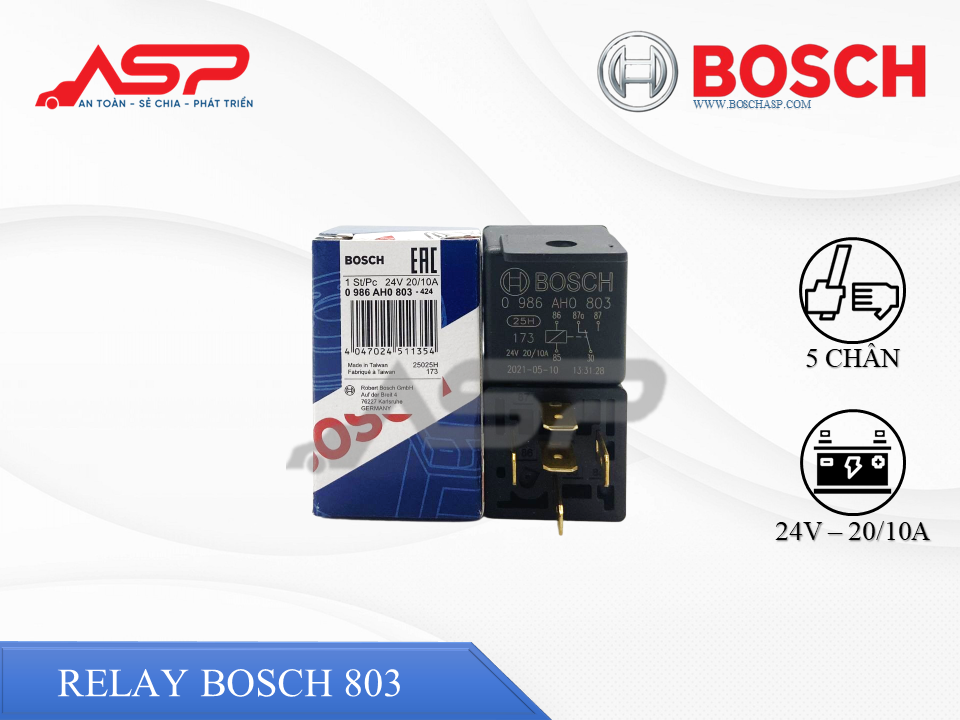 Relay BOSCH 24V 4 Chân (2 lớn, 2 nhỏ) - 50A Diot (0986AH0083)