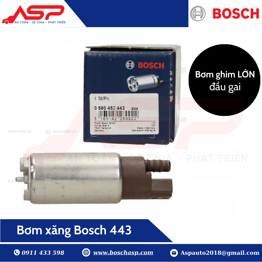 Bơm xăng ghim lớn gai Bosch 443 (0580453443) - Ảnh 4