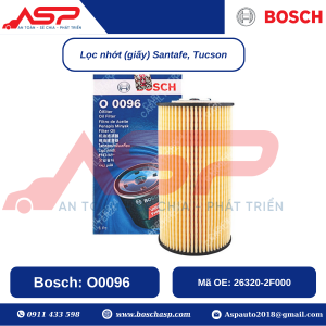 Lọc Nhớt BOSCH O0096 cho KIA Sedona, Carnival. Hyundai Santafe, Tucson