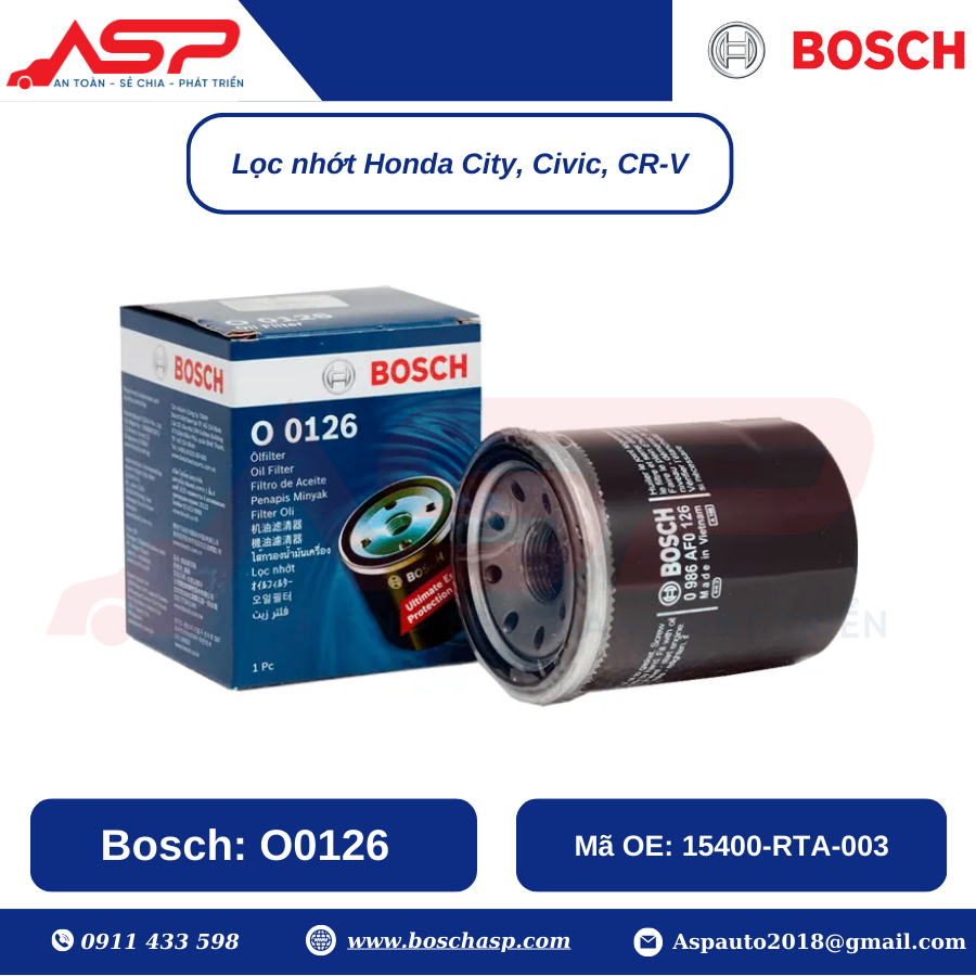 Lọc Nhớt BOSCH O0126 cho Honda City, Civic, CR-V - Ảnh 4