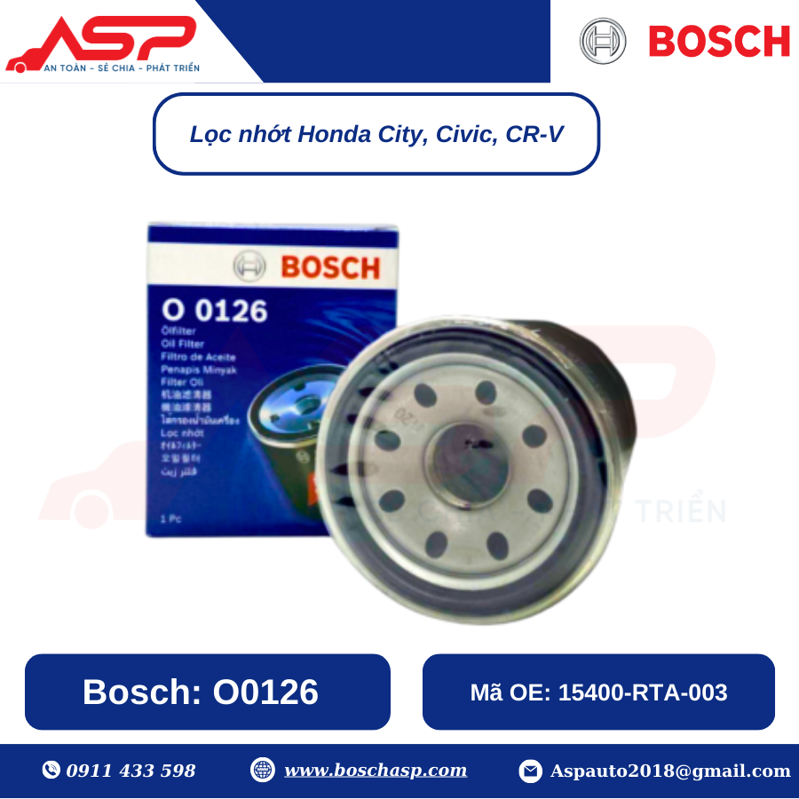 Lọc Nhớt BOSCH O0126 cho Honda City, Civic, CR-V - Ảnh 3