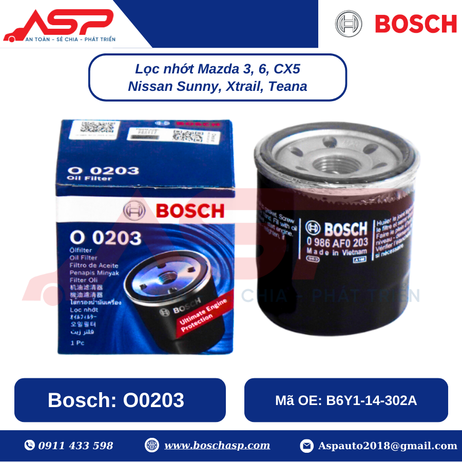 Lọc Nhớt BOSCH O0203 cho Mazda 3, Mazda 6, CX-5 - Ảnh 3