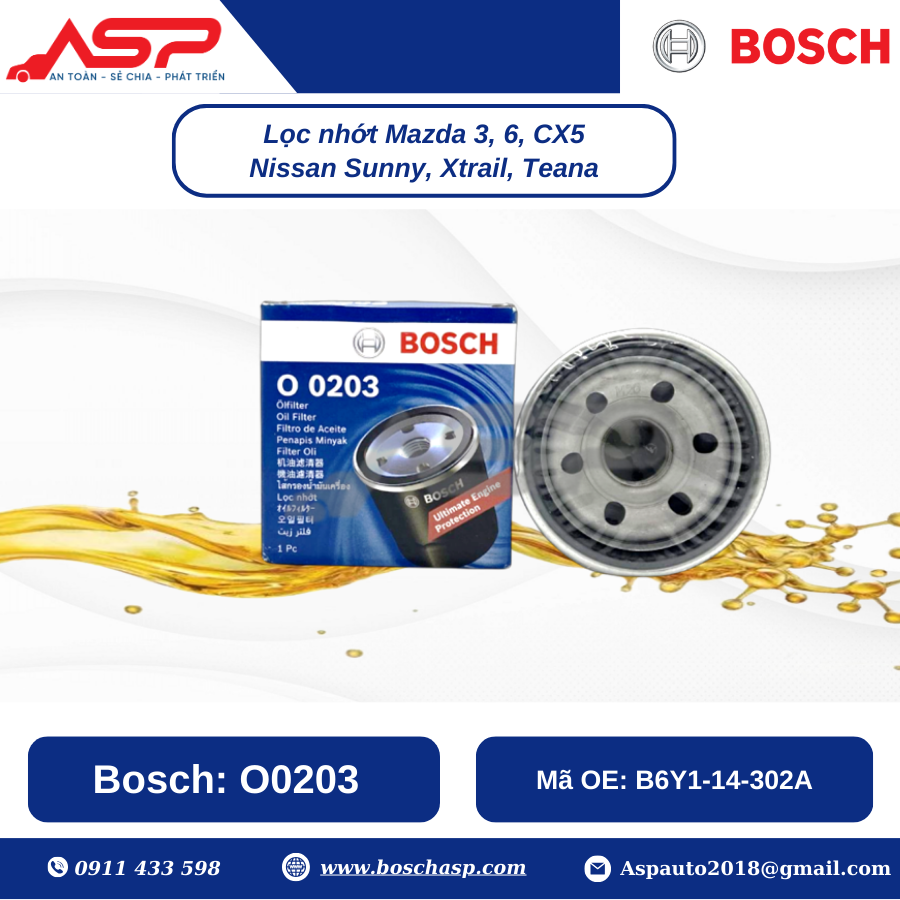 Lọc Nhớt BOSCH O0203 cho Mazda 3, Mazda 6, CX-5 - Ảnh 2