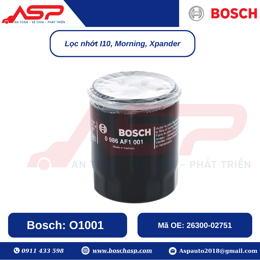 Lọc Nhớt BOSCH O1001 cho KIA Morning, Hyundai I10, Mitsubishi Xpander - Ảnh 2