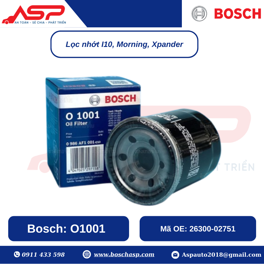 Lọc Nhớt BOSCH O1001 cho KIA Morning, Hyundai I10, Mitsubishi Xpander - Ảnh 3