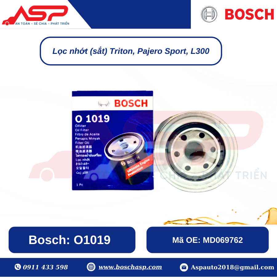 Lọc Nhớt BOSCH O1019 cho Mitsubishi Triton, Pajero Sport - Ảnh 2
