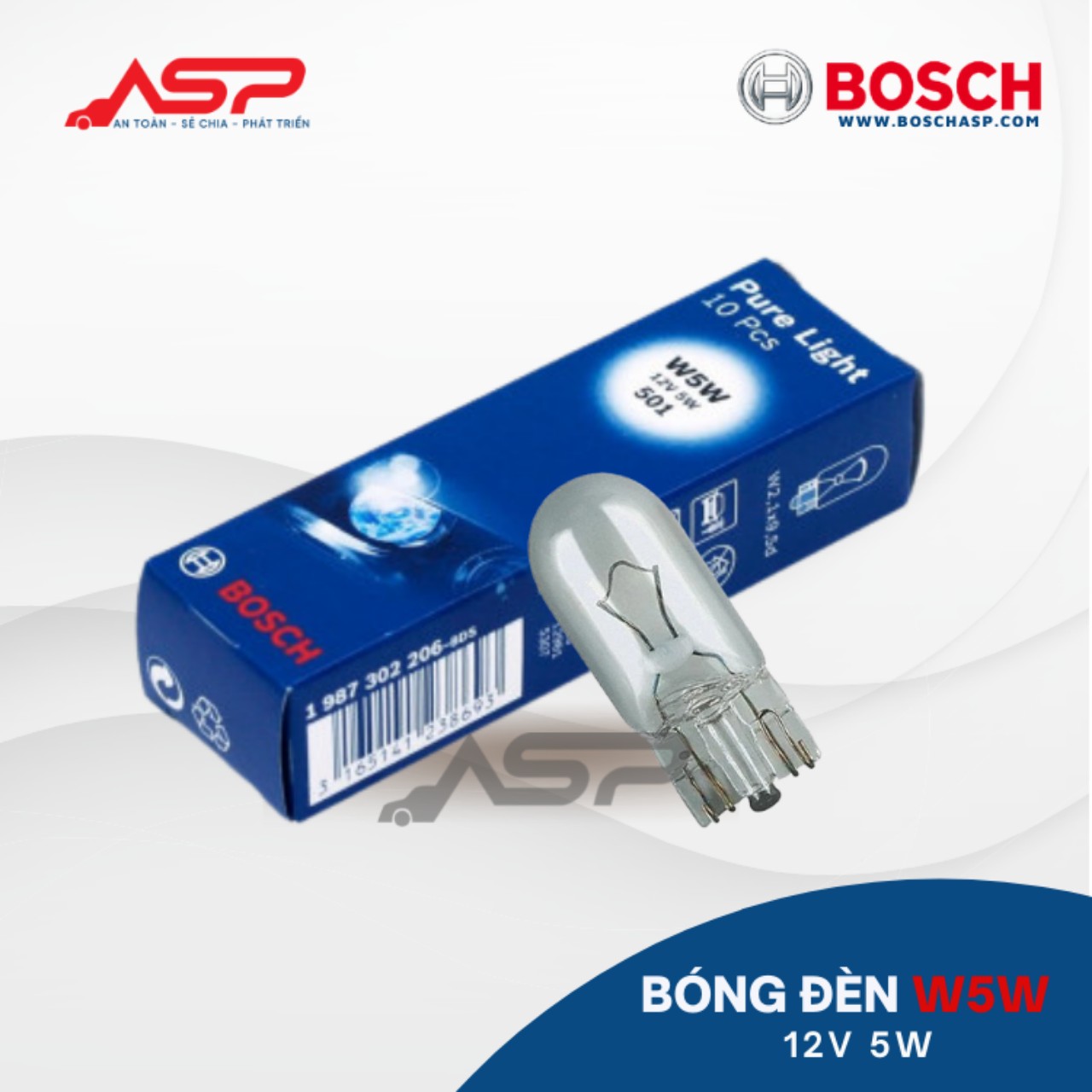 Bóng Đèn BOSCH 12V - W5W (Ghim nhỏ, dẹp, 1 tim)