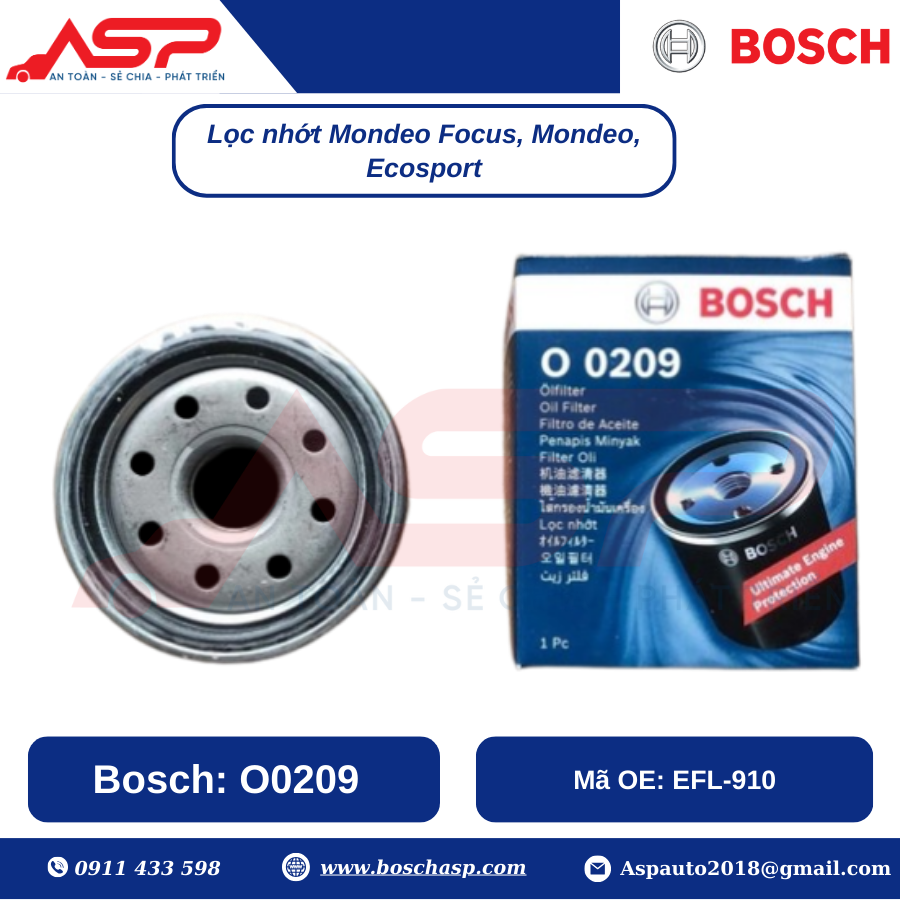 Lọc Nhớt BOSCH O0209 chuyên Ford Focus, Ecosport, Mondeo - Ảnh 3