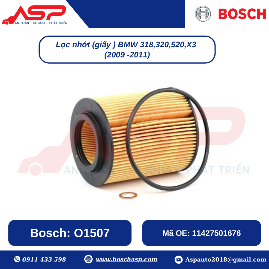 Lọc Nhớt BOSCH O1507 cho BMW 318i, 320i, X5 (09-11) - Ảnh 2