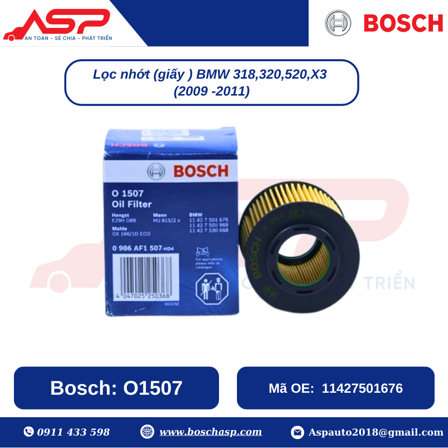 Lọc Nhớt BOSCH O1507 cho BMW 318i, 320i, X5 (09-11) - Ảnh 3