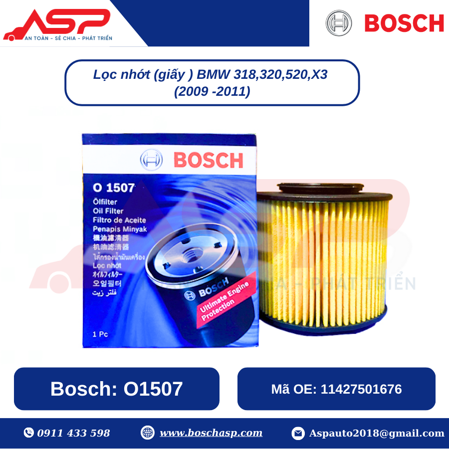 Lọc Nhớt BOSCH O1507 cho BMW 318i, 320i, X5 (09-11) - Ảnh 5
