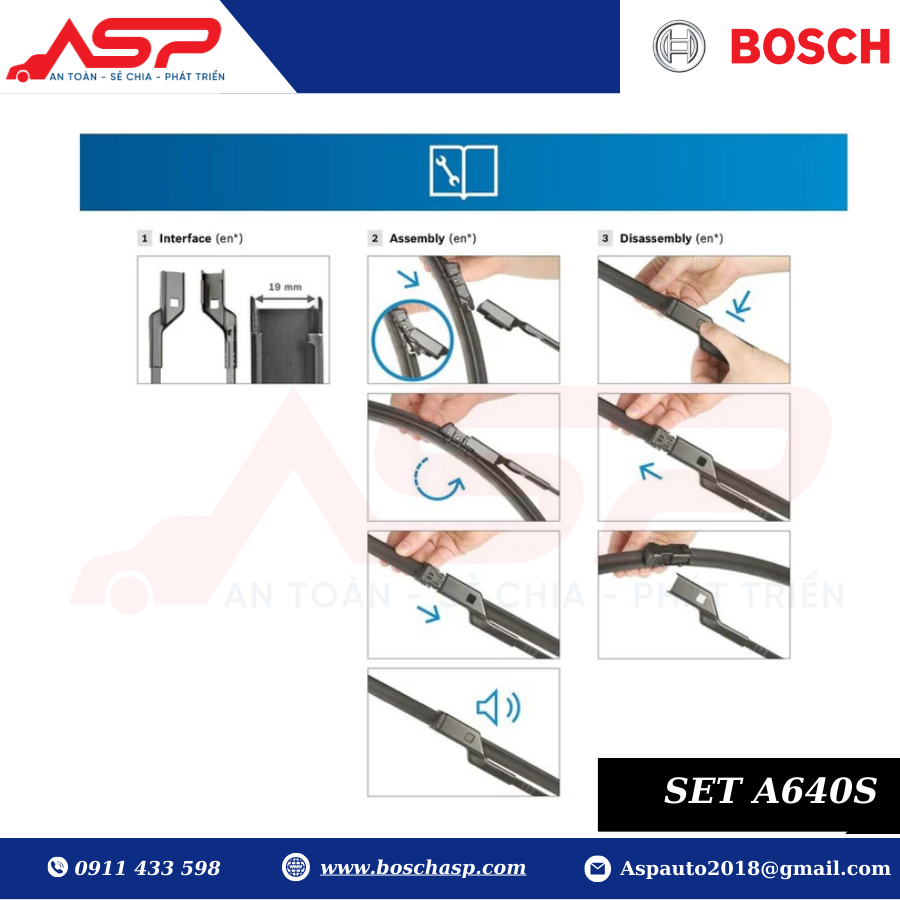 Gạt Mưa Bosch A640S (29"-29") Cho Ford Focus 2013 - 2019 - Ảnh 5