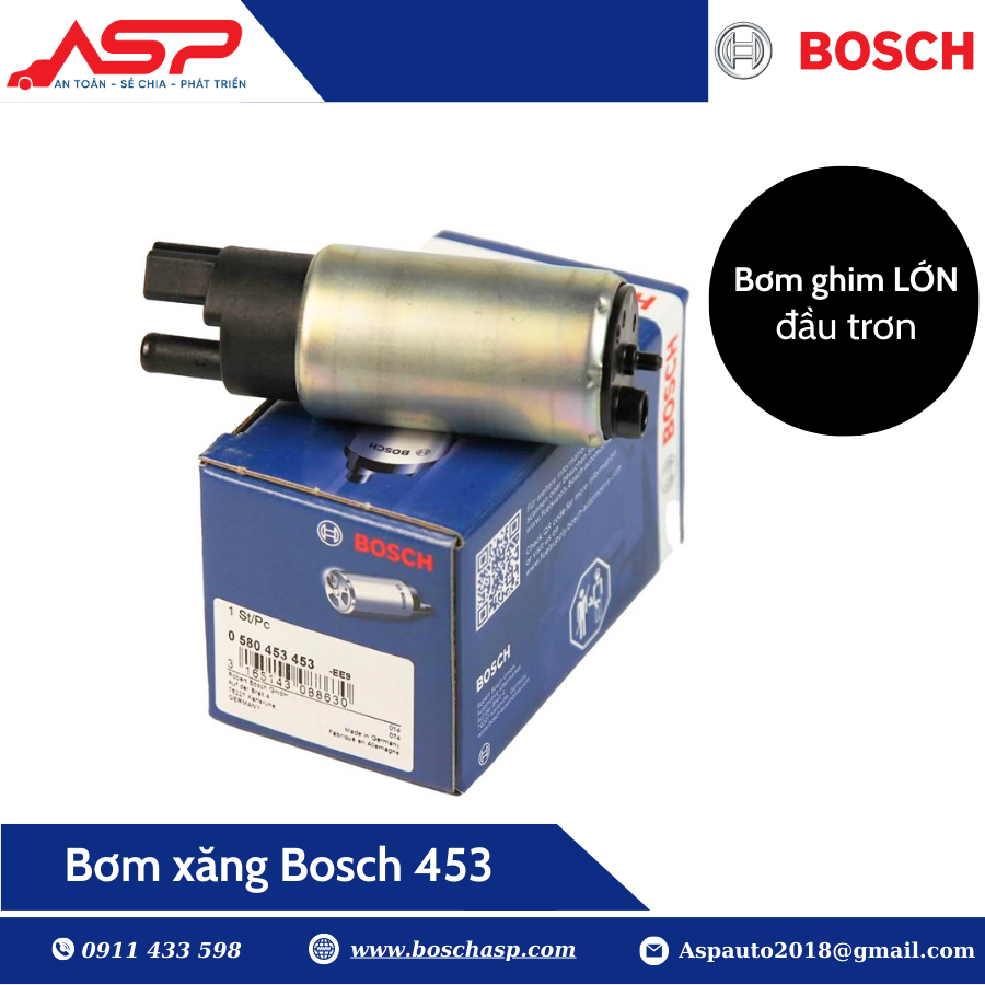 Bơm xăng ghim lớn trơn Bosch 453 (0580453453)