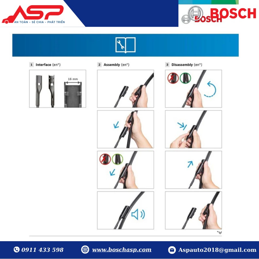 Gạt mưa Vinfast Lux Sa 2.0--> Bosch Set A297S - Ảnh 6