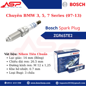 Bugi BOSCH Típ Bông ZGR6STE2 (0242140507)- 3 chấu Chuyên BMW 3, 5, 7 Series đời 07 - 13