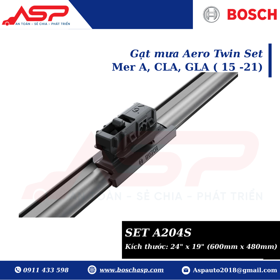 Gạt mưa BOSCH A204S (3397014204) Cho Mer A, CLA, GLA (15-21) - Ảnh 5