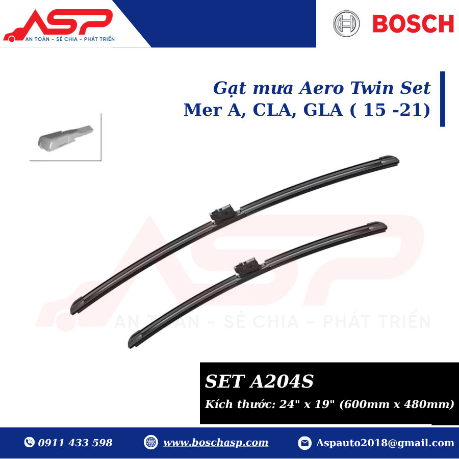 Gạt mưa BOSCH A204S (3397014204) Cho Mer A, CLA, GLA (15-21) - Ảnh 4