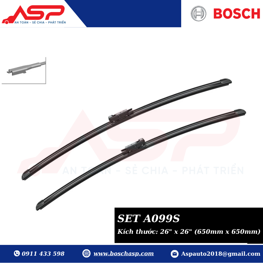 Gạt mưa BOSCH A099S (3397007099) Chuyên Seat Leon (05-12) - Ảnh 3