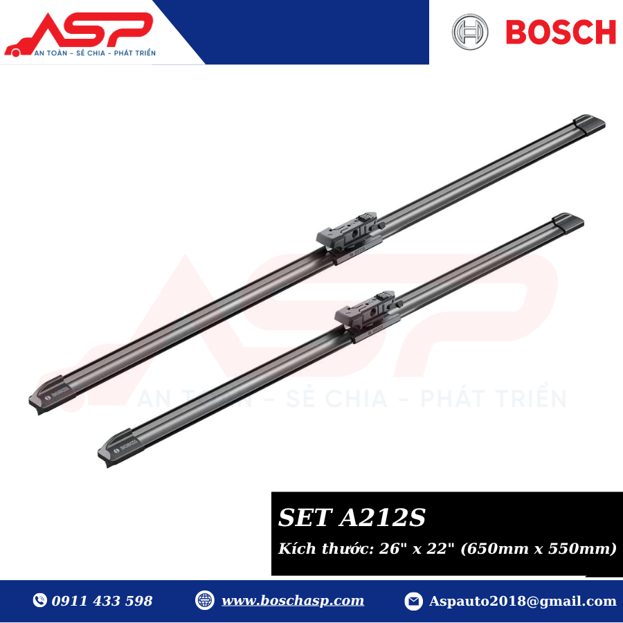 Gạt mưa BOSCH A212S (3397014212) Chuyên Ford Explorer, Mer S400, S450 - Ảnh 3