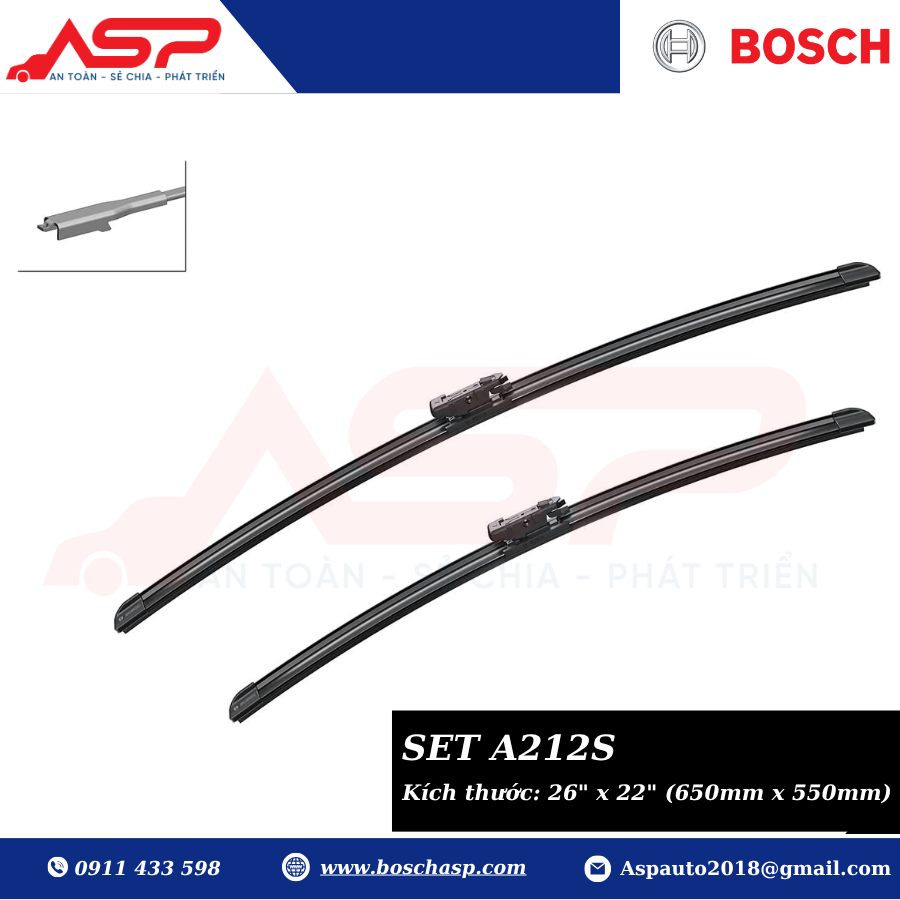 Gạt mưa BOSCH A212S (3397014212) Chuyên Ford Explorer, Mer S400, S450 - Ảnh 5