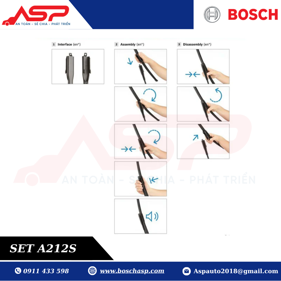 Gạt mưa BOSCH A212S (3397014212) Chuyên Ford Explorer, Mer S400, S450 - Ảnh 6