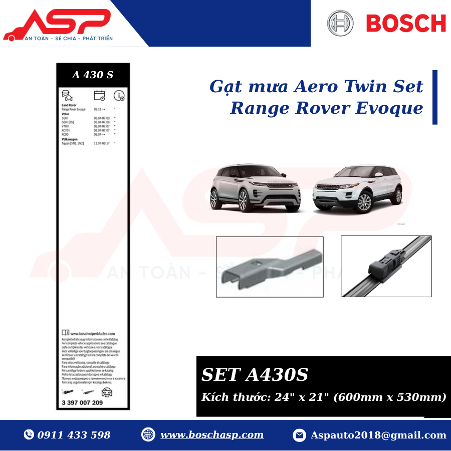 Gạt mưa BOSCH A430S (3397007430) Chuyên Dùng Rand Rover - Ảnh 2