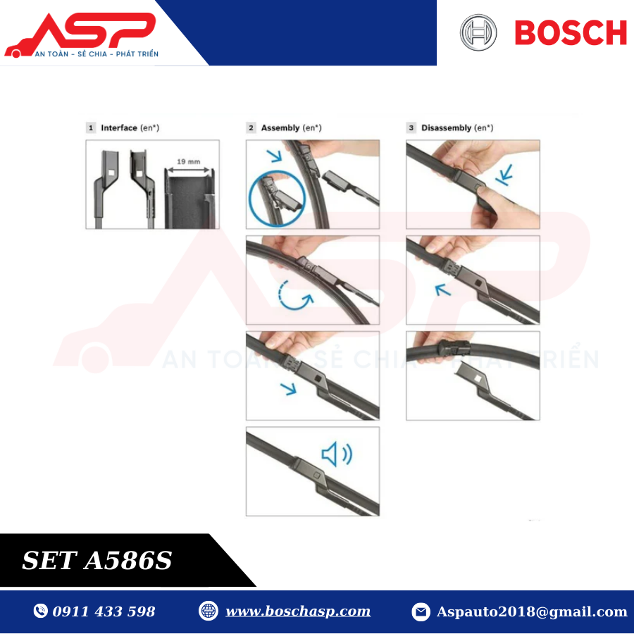 Gạt mưa BOSCH A586S (3397007586) Chuyên Audi A8, Q7 đời mới - Ảnh 6