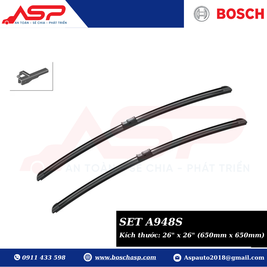 Gạt mưa BOSCH A948S (3397118948) Chuyên Mercede E-Class, S-Class - Ảnh 3