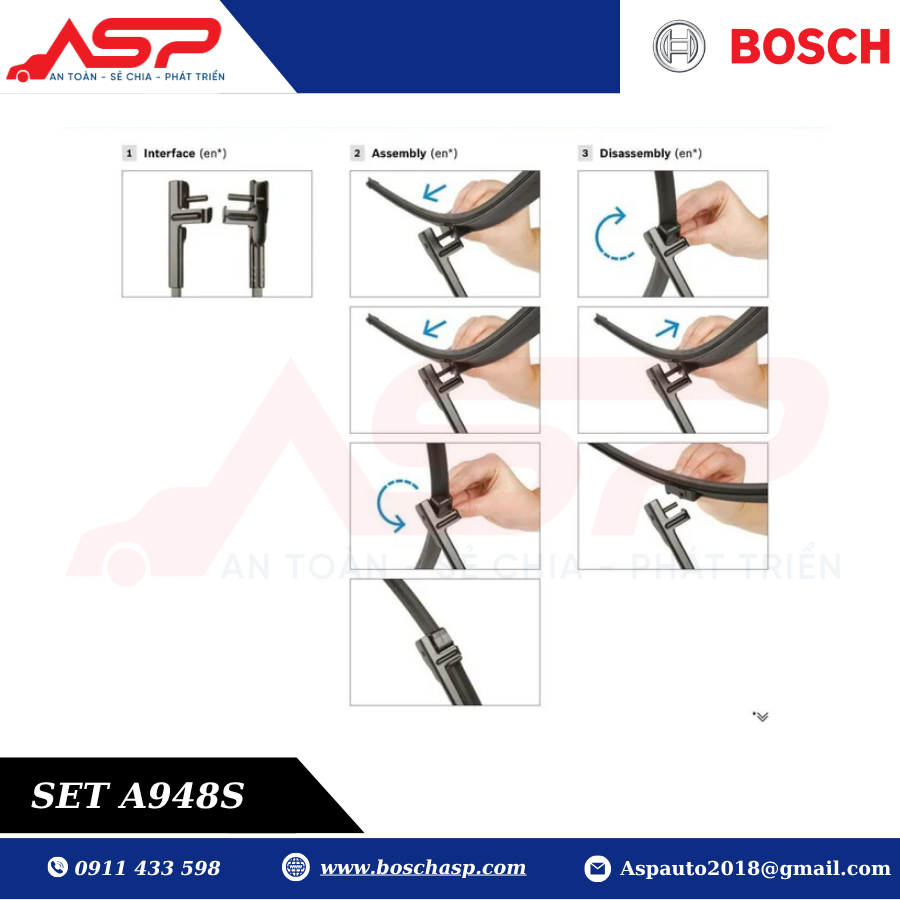 Gạt mưa BOSCH A948S (3397118948) Chuyên Mercede E-Class, S-Class - Ảnh 6