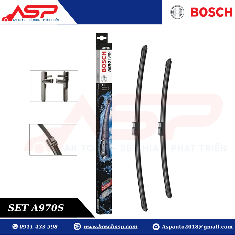 Gạt mưa BOSCH A970S (3397118970) Chuyên Dùng BMW X5, X6 (06 - 12) - Ảnh 3