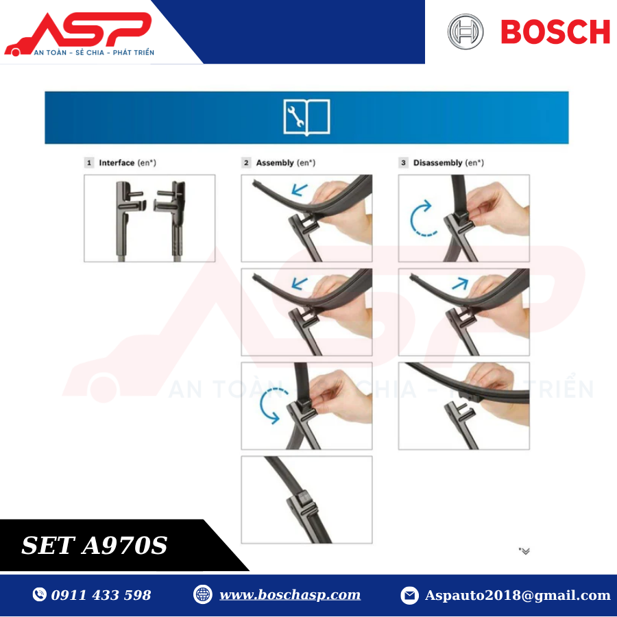 Gạt mưa BOSCH A970S (3397118970) Chuyên Dùng BMW X5, X6 (06 - 12) - Ảnh 7