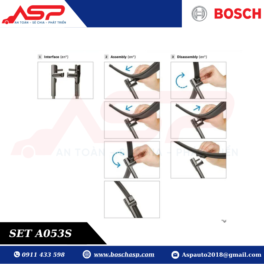 Gạt mưa BOSCH A053S (3397009053) Chuyên Mercedes C180, C200, C250 - Ảnh 6