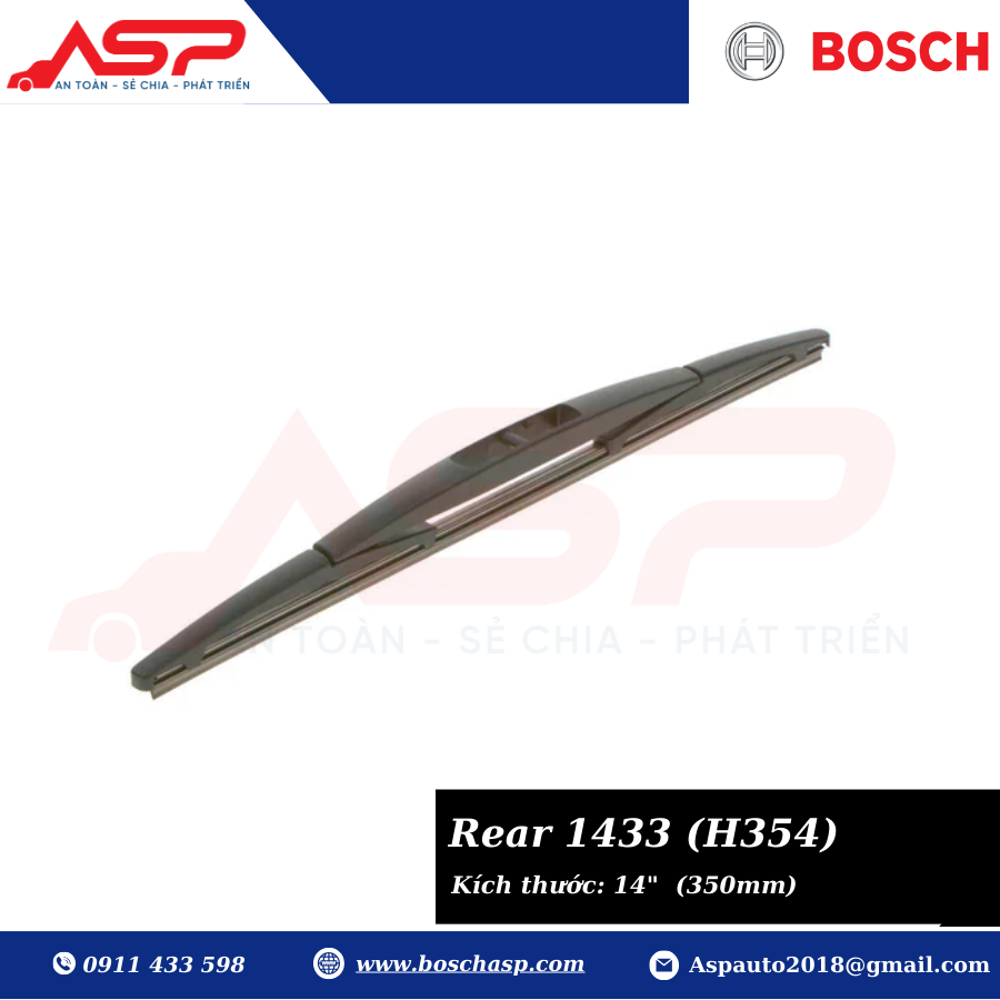 Gạt mưa sau BOSCH H354 kích thước 14" (3397011433) - Mitsubishi Pajero, Honda CRV, Nissan X-trail - Ảnh 2