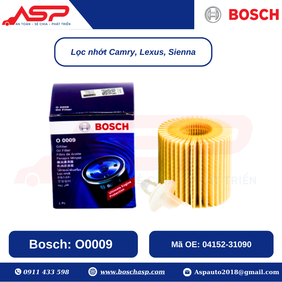 Lọc Nhớt BOSCH O0009 chuyên Toyota Camry, Lexus, Siena - Ảnh 4