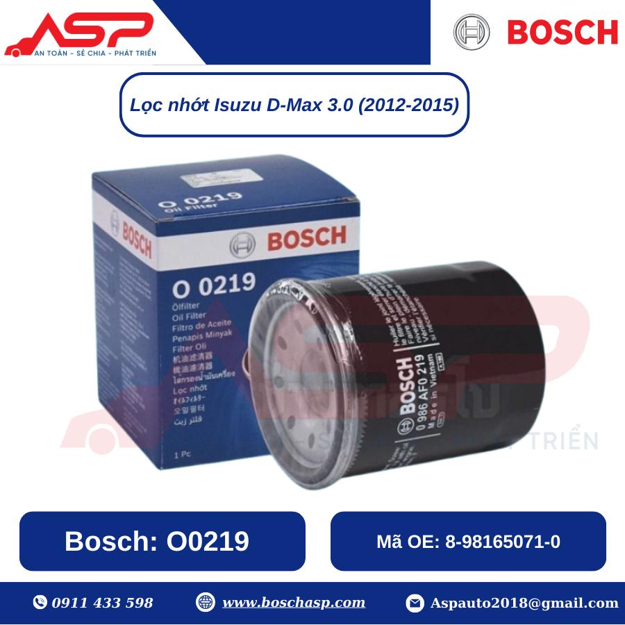 Lọc Nhớt BOSCH O0219 chuyên Isuzu Dmax (2012 - 2015) - Ảnh 3
