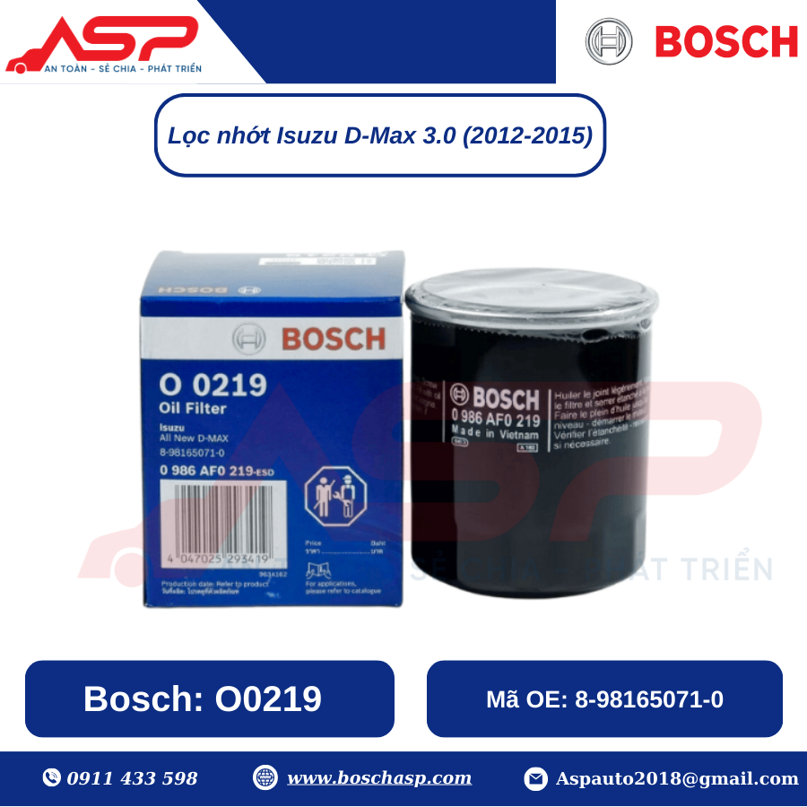 Lọc Nhớt BOSCH O0219 chuyên Isuzu Dmax (2012 - 2015) - Ảnh 2