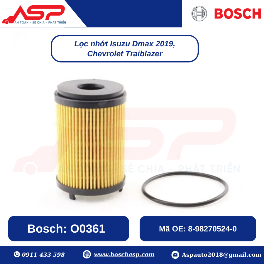 Lọc Nhớt BOSCH O0361 Cho Isuzu Dmax (2019->), Chevrolet Traiblazer - Ảnh 4