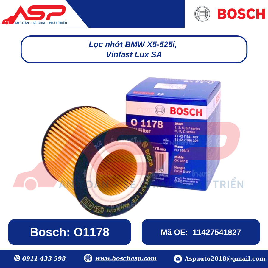 Lọc Nhớt BOSCH O1178 Cho BMW X5, 525i, Vinfast Lux SA - Ảnh 4