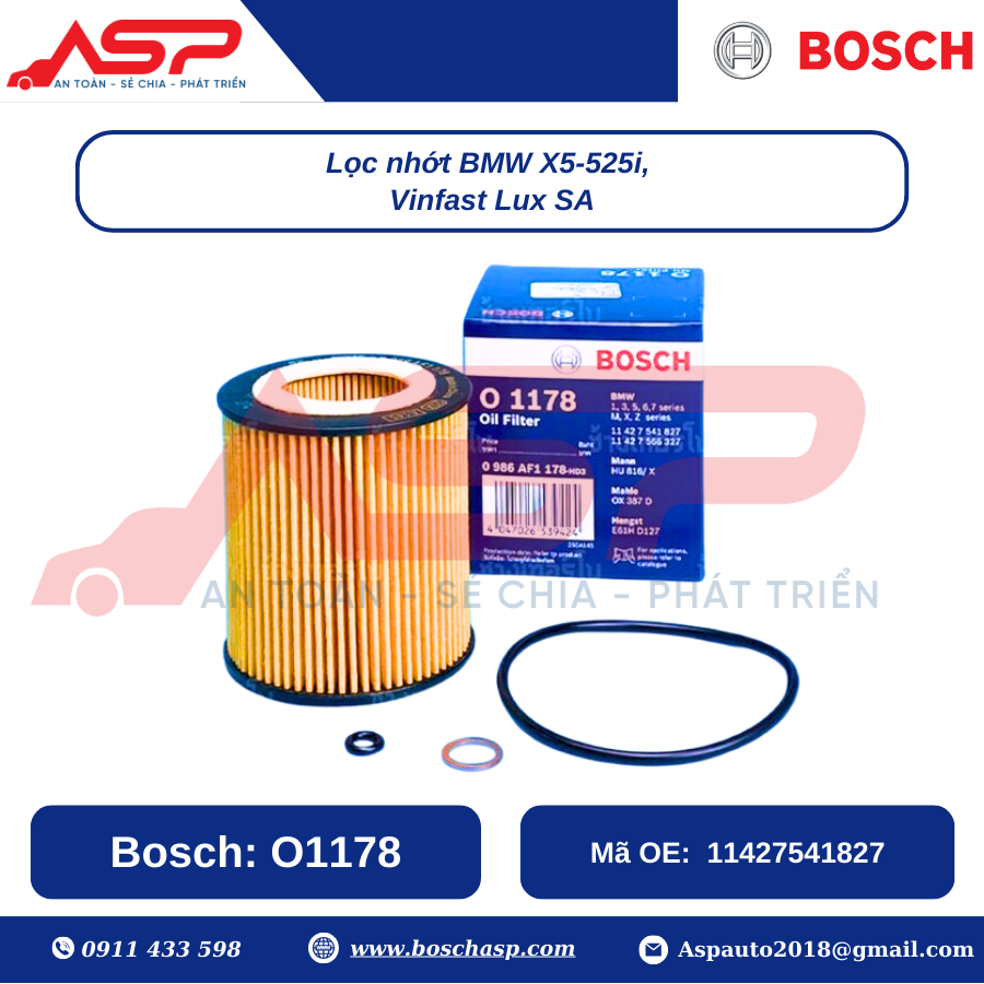 Lọc Nhớt BOSCH O1178 Cho BMW X5, 525i, Vinfast Lux SA - Ảnh 3