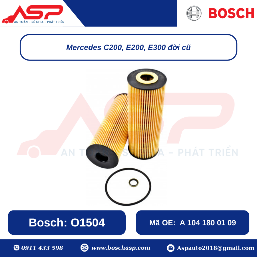 Lọc Nhớt BOSCH O1504 Cho Mercedes C200, E200, E300 - Ảnh 4