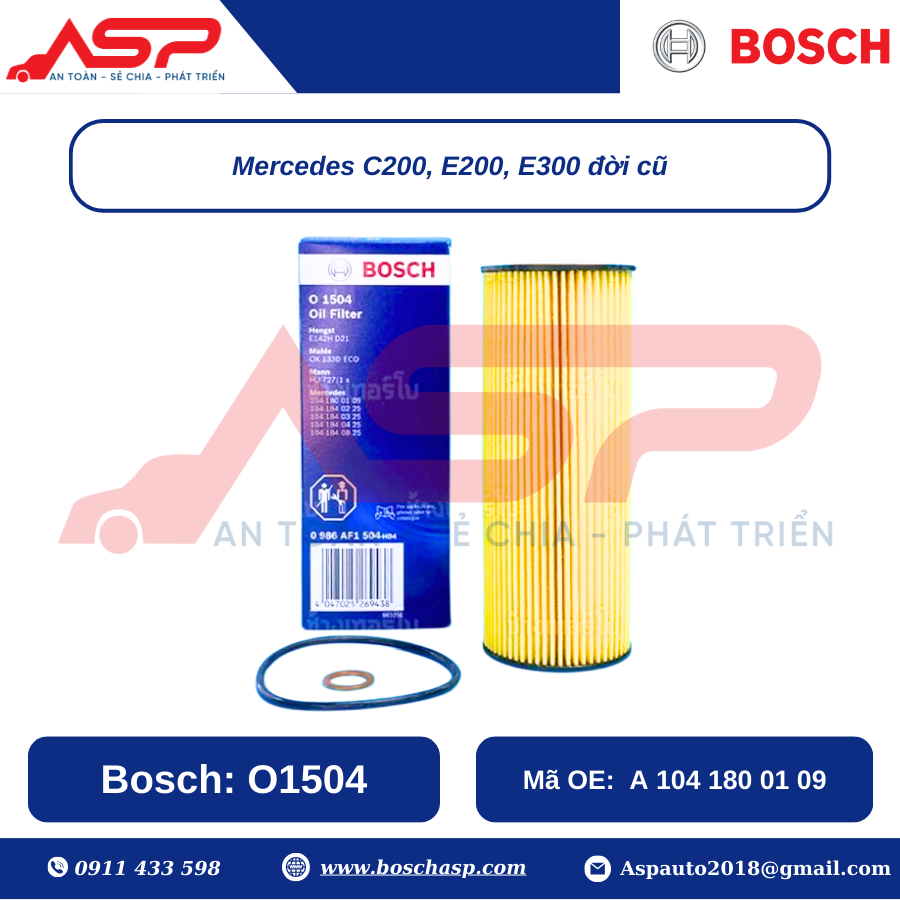 Lọc Nhớt BOSCH O1504 Cho Mercedes C200, E200, E300 - Ảnh 2