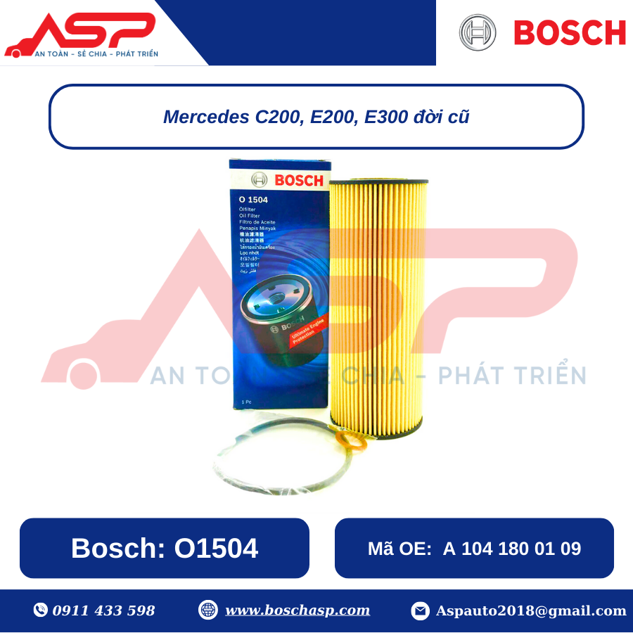 Lọc Nhớt BOSCH O1504 Cho Mercedes C200, E200, E300 - Ảnh 3