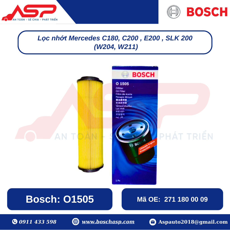 Lọc Nhớt BOSCH O1505 Cho Mercedes C180, C200, E200 (W204, W211) - Ảnh 3