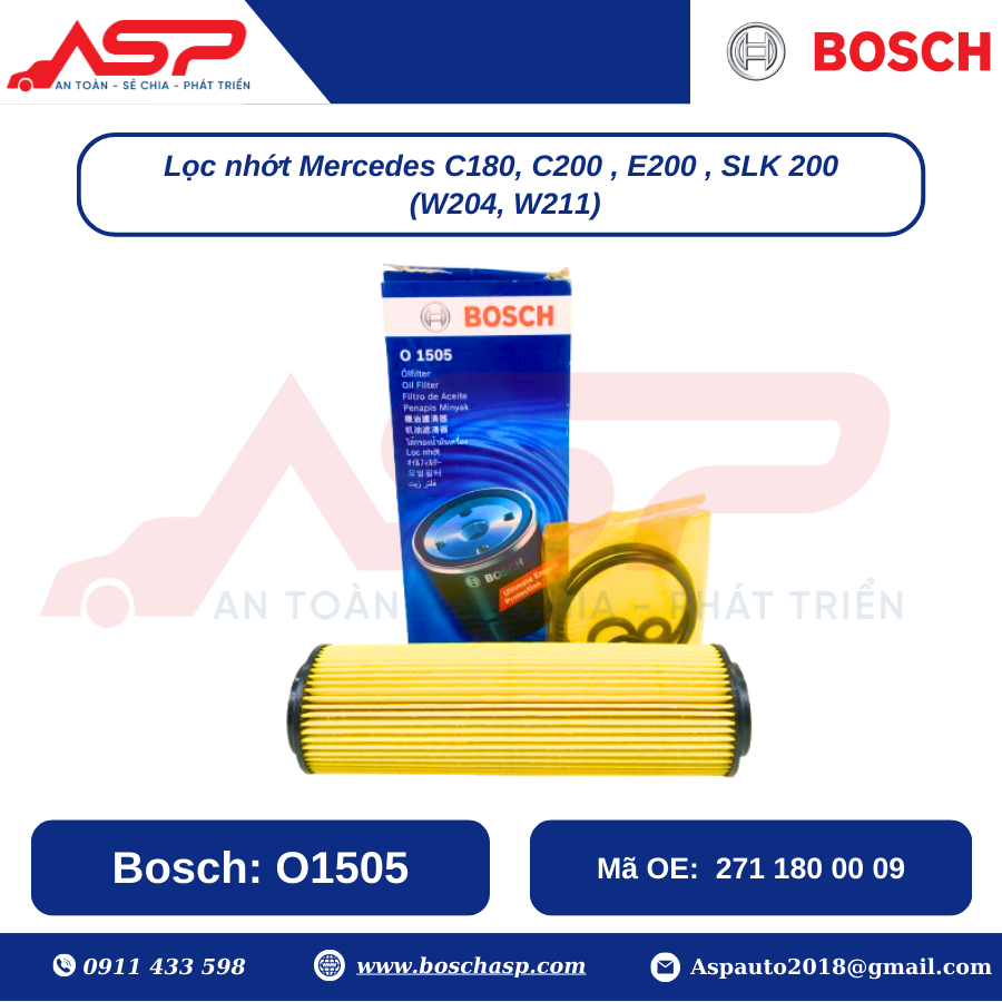 Lọc Nhớt BOSCH O1505 Cho Mercedes C180, C200, E200 (W204, W211) - Ảnh 2