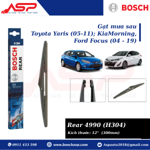 Gạt mưa sau BOSCH H304 kích thước 12" (300mm) -Toyota Yaris, Kia Morning (04 -11), Ford Focus, Fiesta