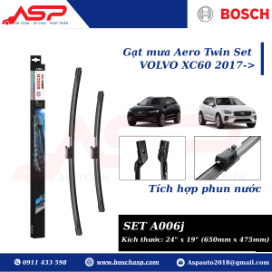 Gạt Mưa Bosch A006J - Aero Twin Set Volvo XC60 (17 ->) tích hợp phun nước