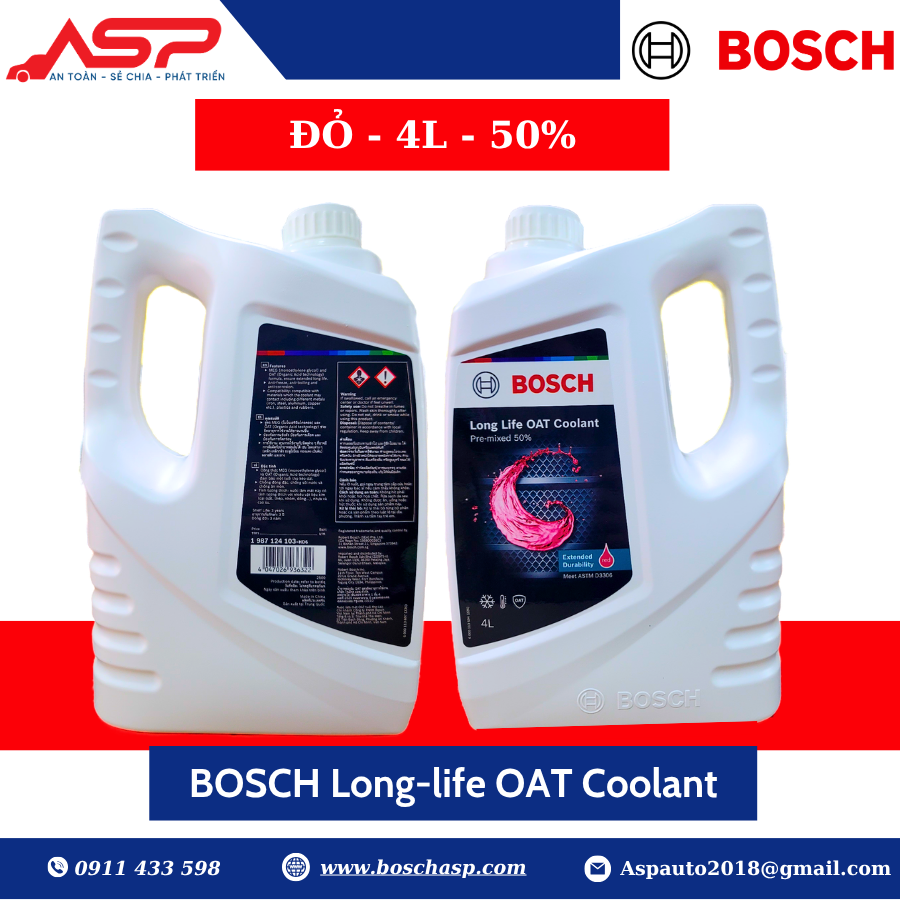 Nước Làm Mát Bosch Đỏ Long Life OAT Coolant Premix 50% - Ảnh 2