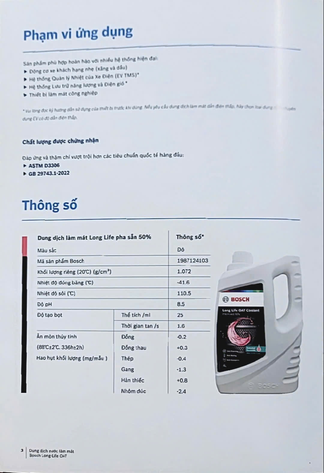 Nước Làm Mát Bosch Đỏ Long Life OAT Coolant Premix 50% - Ảnh 5